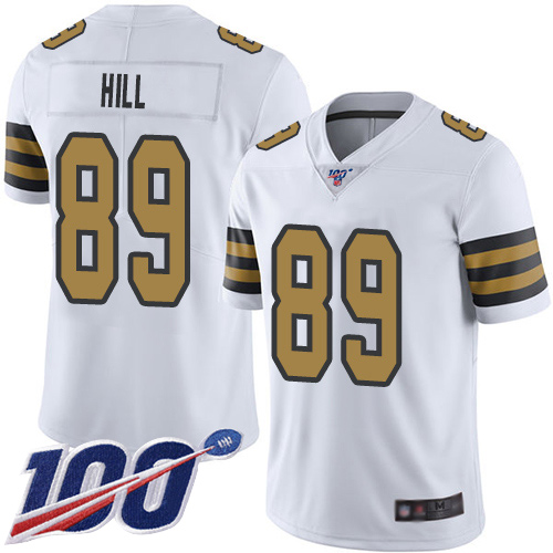 Men New Orleans Saints Limited White Josh Hill Jersey NFL Football #89 100th Season Rush Vapor Untouchable Jersey->new orleans saints->NFL Jersey